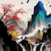 挂着灯笼的柿子树